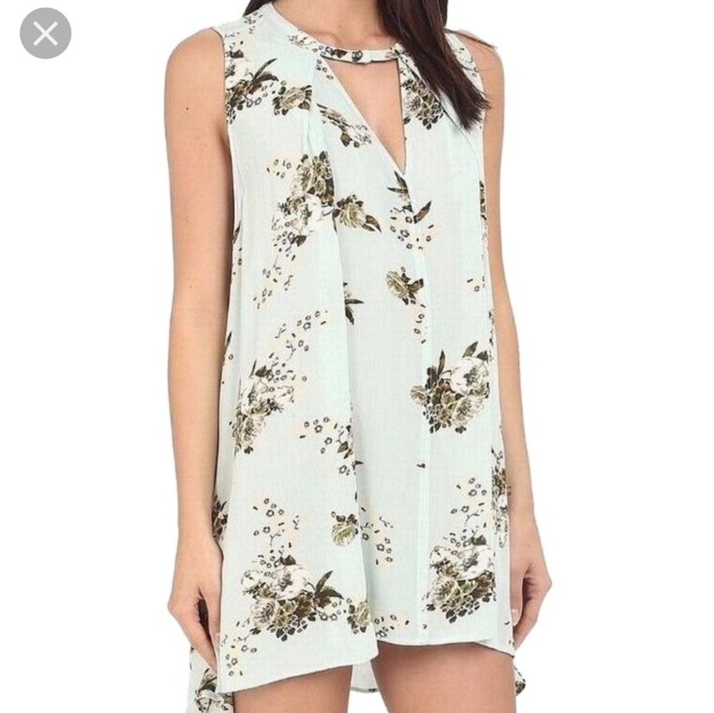 Free people mint floral tunic sz m